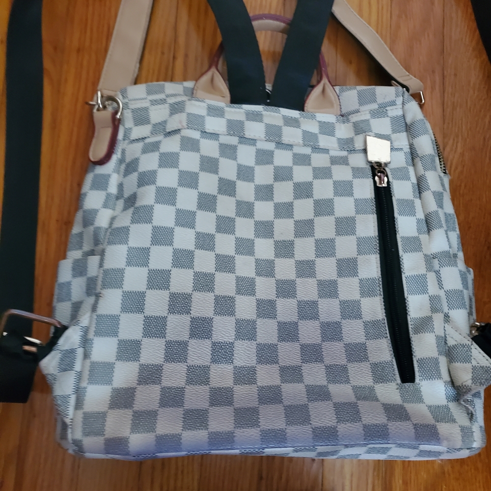 Stylish Checkered Backpack,Shoulder With Pouch He… - image 5